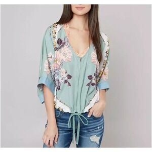 Women's Buckle Daytrip Floral Print Kimono Zip Front Cinch Tie Waist Size Small